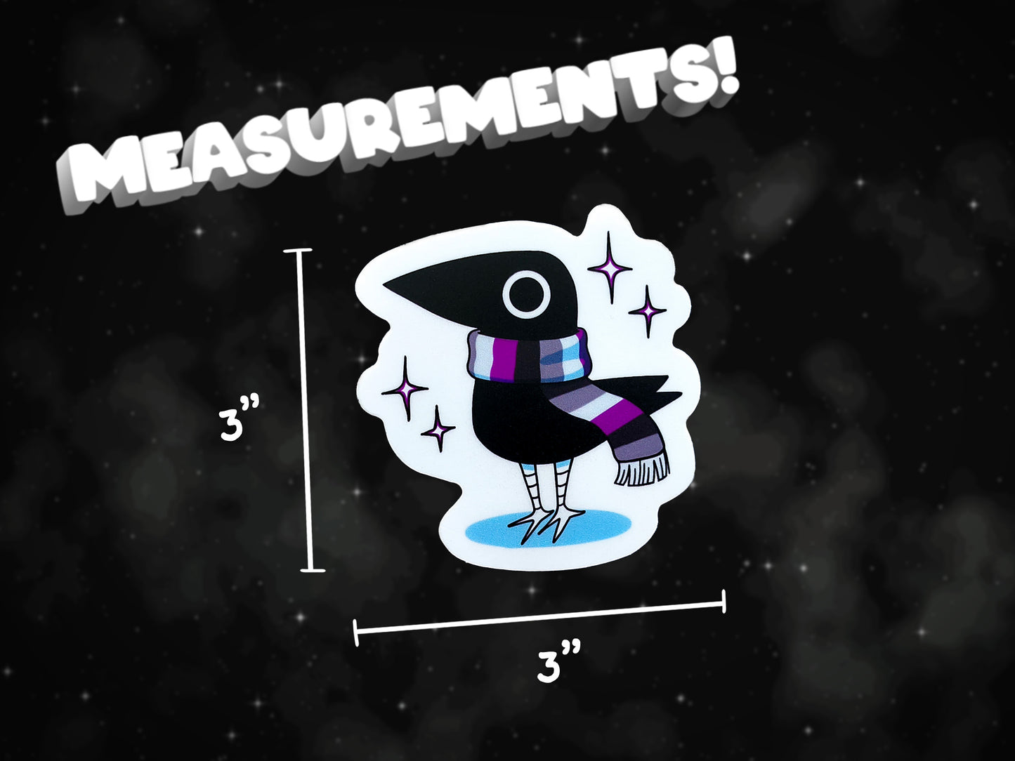 cute asexual corvid waterproof matte vinyl sticker