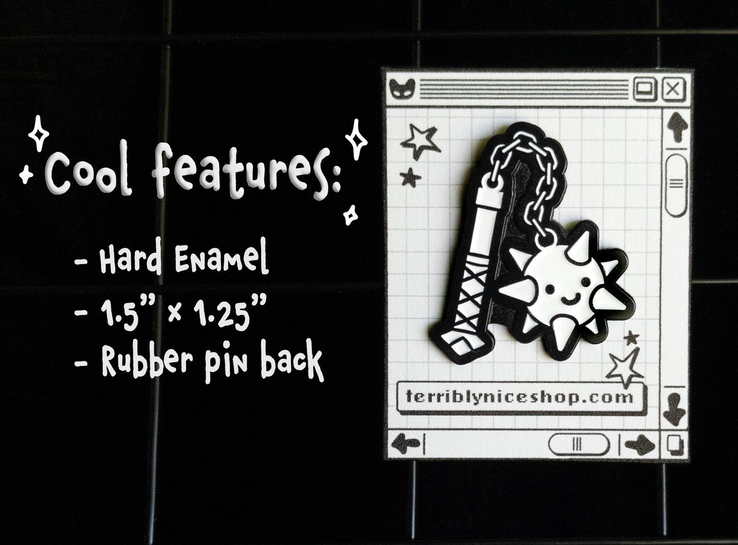 cute happy flail pin