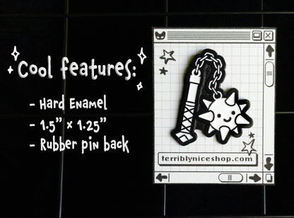 cute happy flail pin