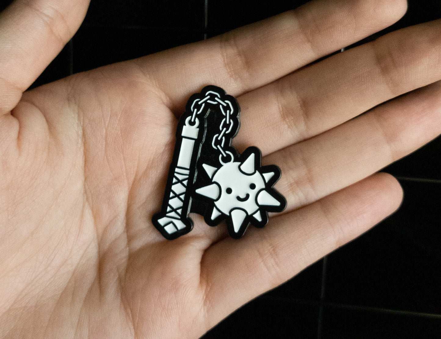 cute happy flail pin