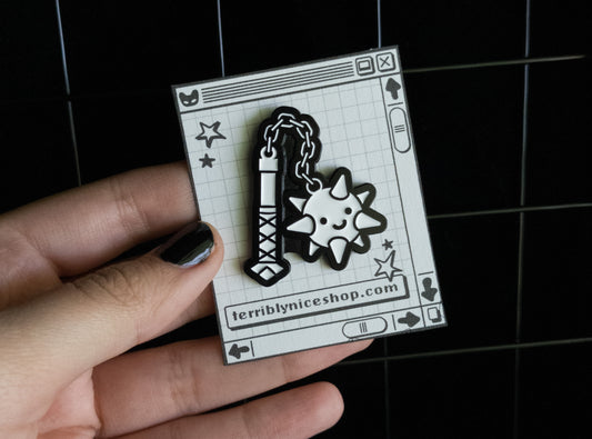 cute happy flail pin