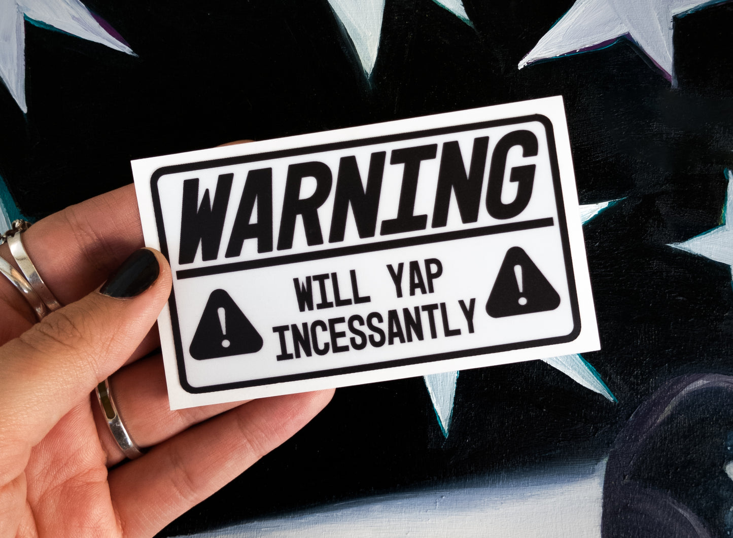 warning: will yap incessantly waterproof matte vinyl sticker