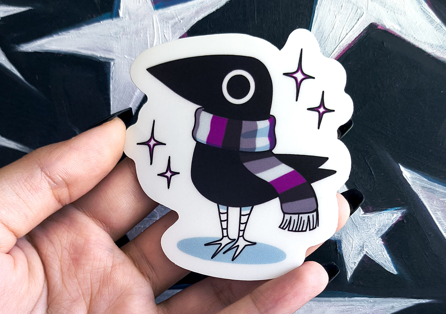 cute asexual corvid waterproof matte vinyl sticker