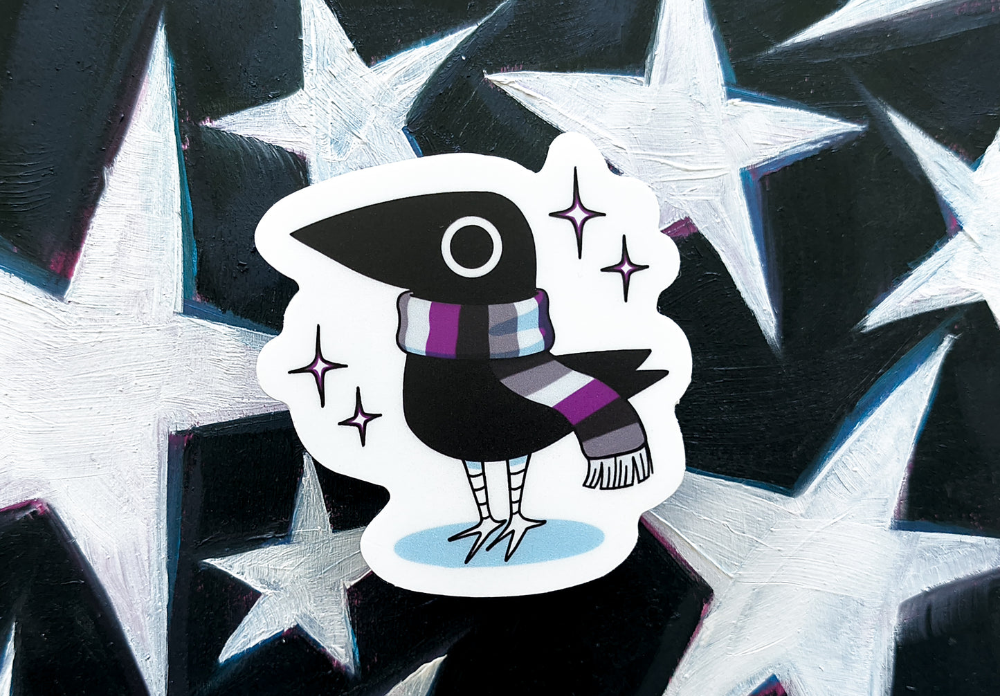 cute asexual corvid waterproof matte vinyl sticker