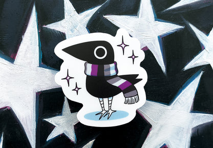 cute asexual corvid waterproof matte vinyl sticker
