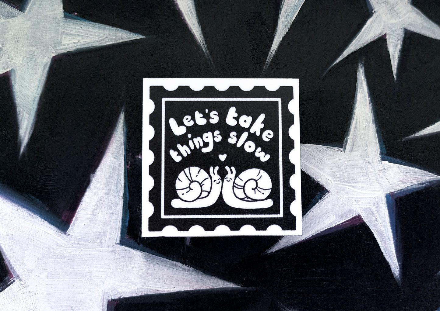 let's take things slow snail stamp waterproof matte vinyl sticker